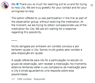 Esposa de Lito Sousa revela recusa em vaga para pesquisa sobre a saúde do marido